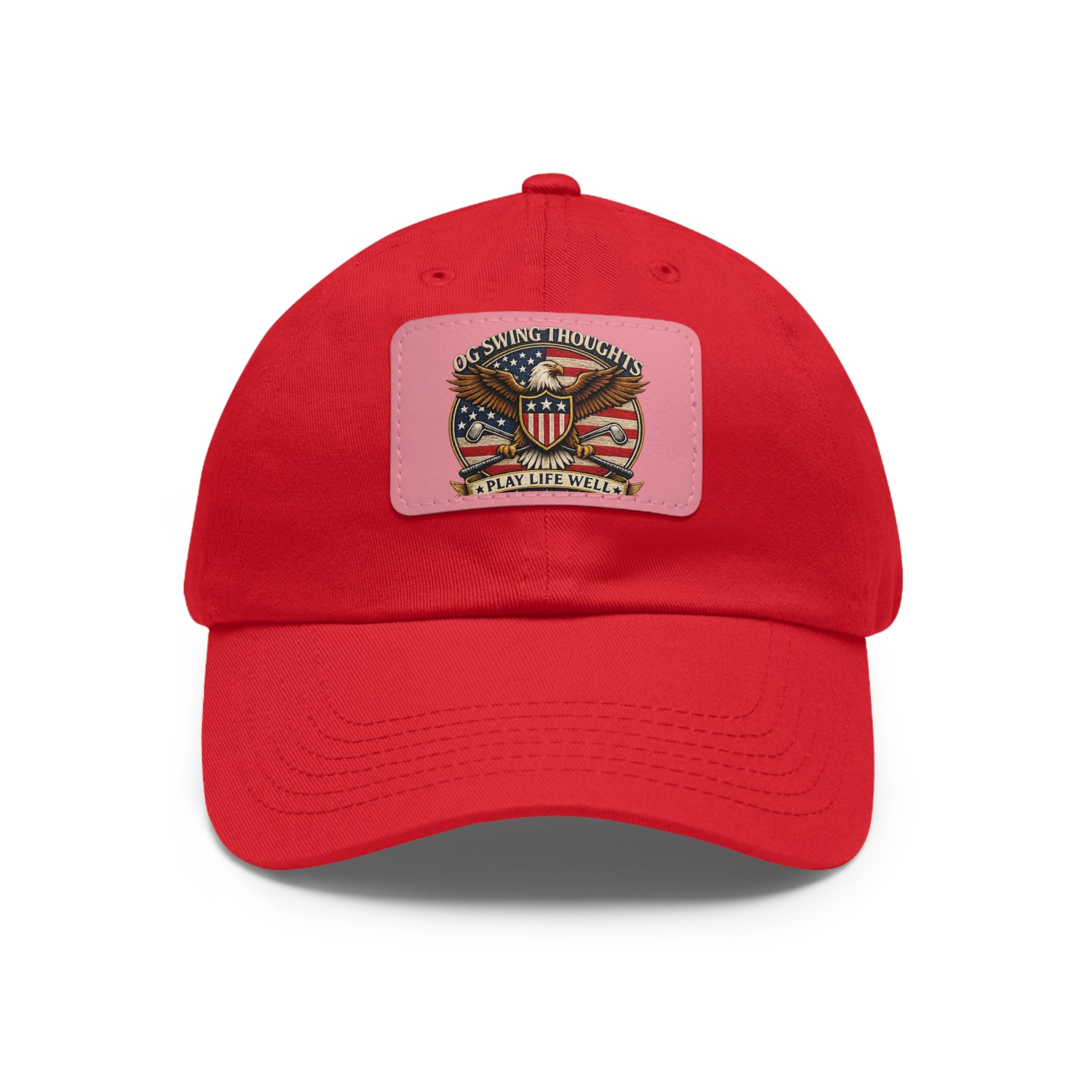 Dad Hat — Vintage American Flag Leather Patch "Old Swing Thoughts" Cap