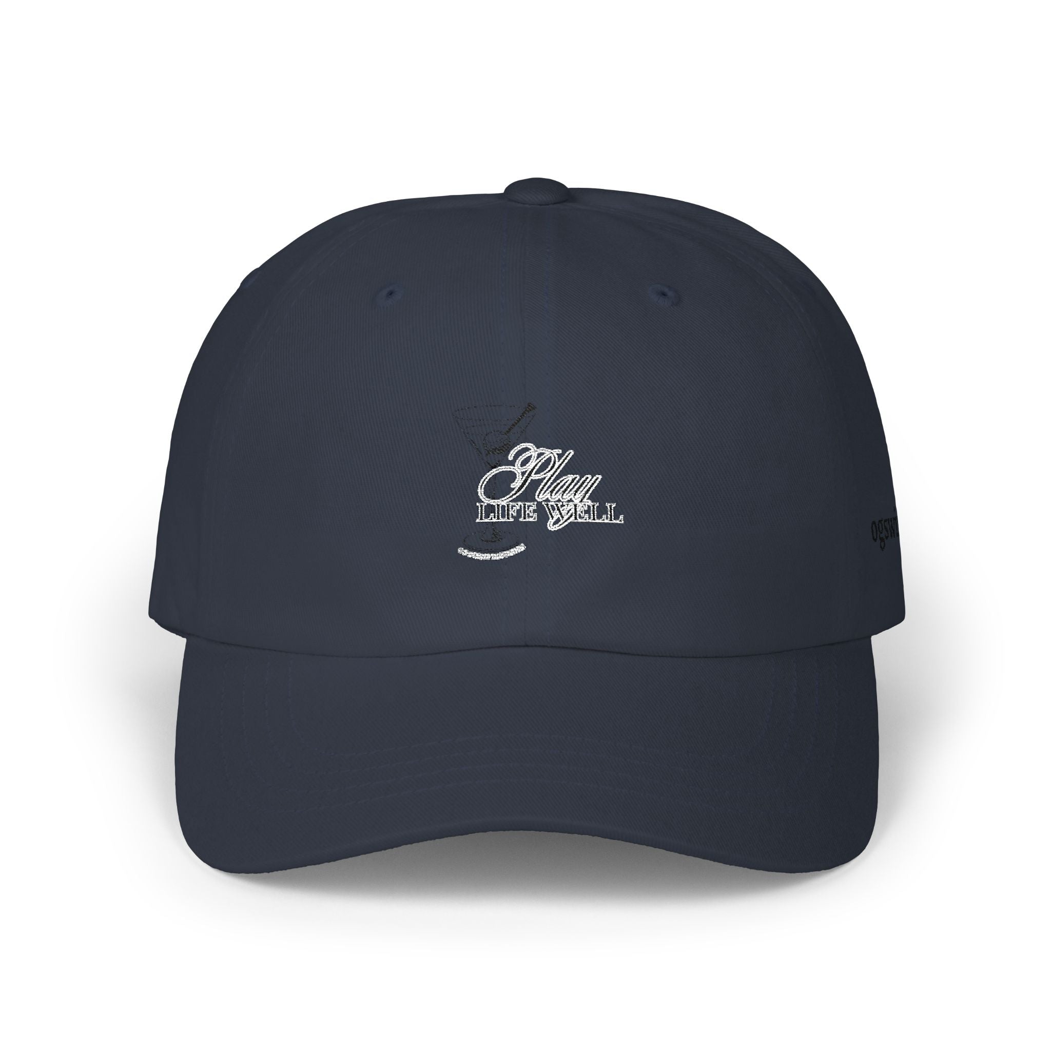 Dad Cap with Minimalist Script Patch — Classic White Embroidered Baseball Hat