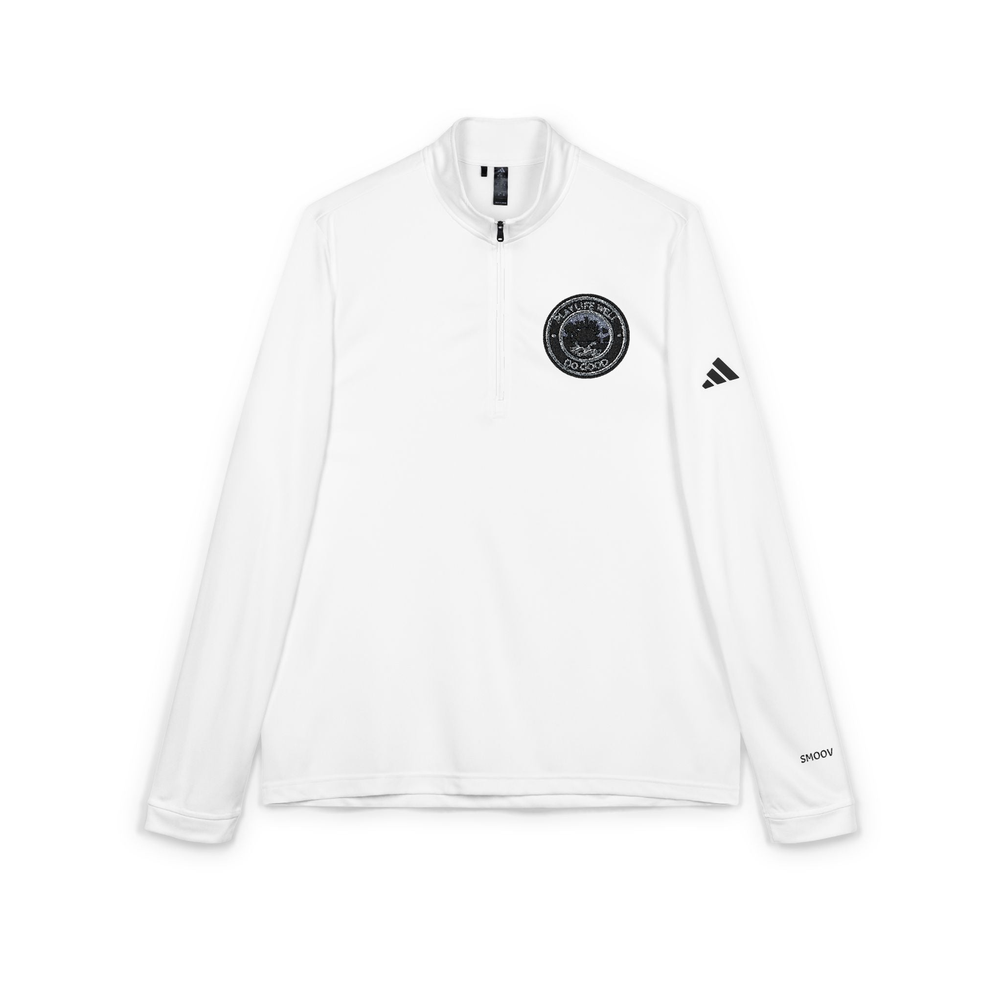 adidas Embroidered Play Life Well Do Good Quarter-Zip Pullover — White Performance Golf Top