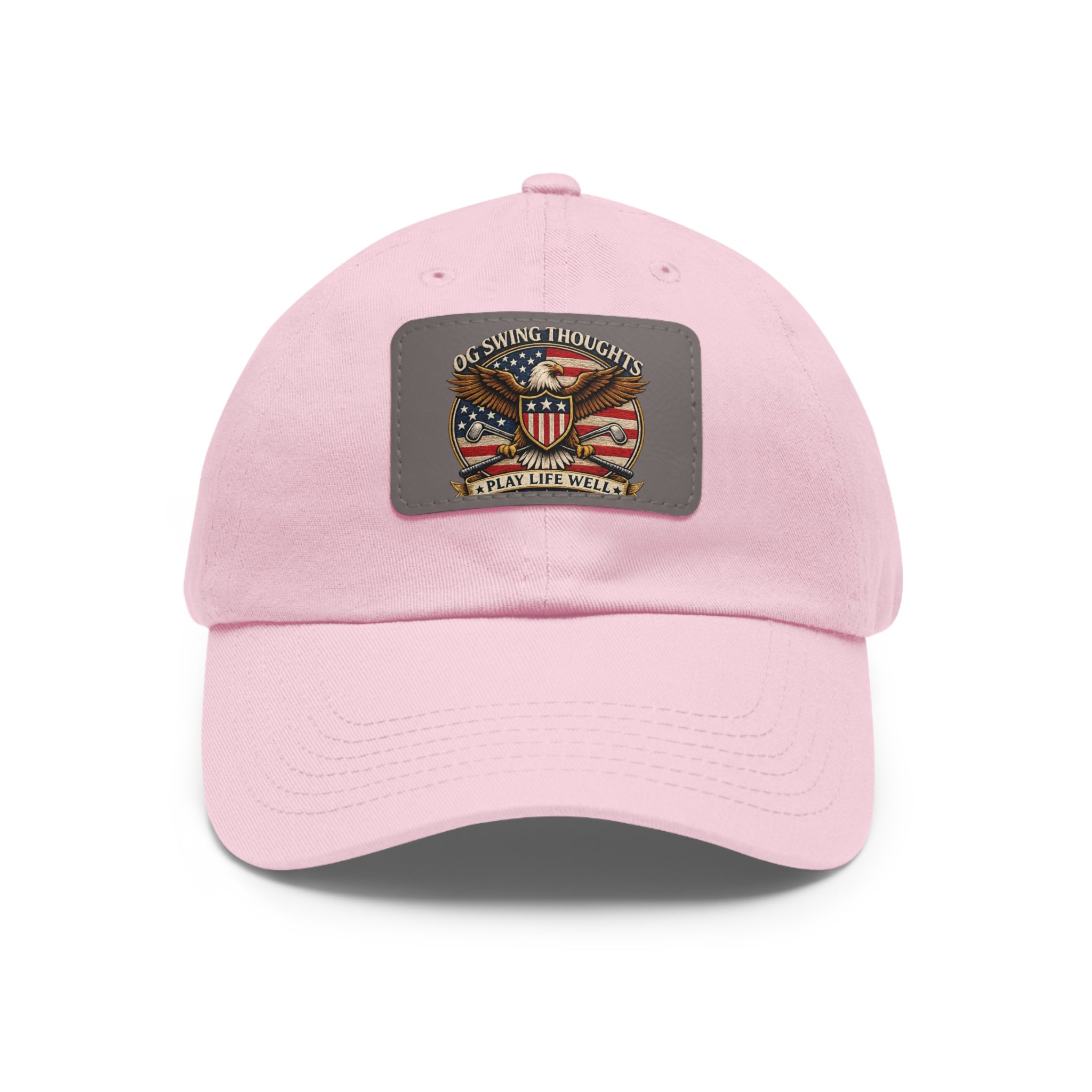 Dad Hat — Vintage American Flag Leather Patch "Old Swing Thoughts" Cap