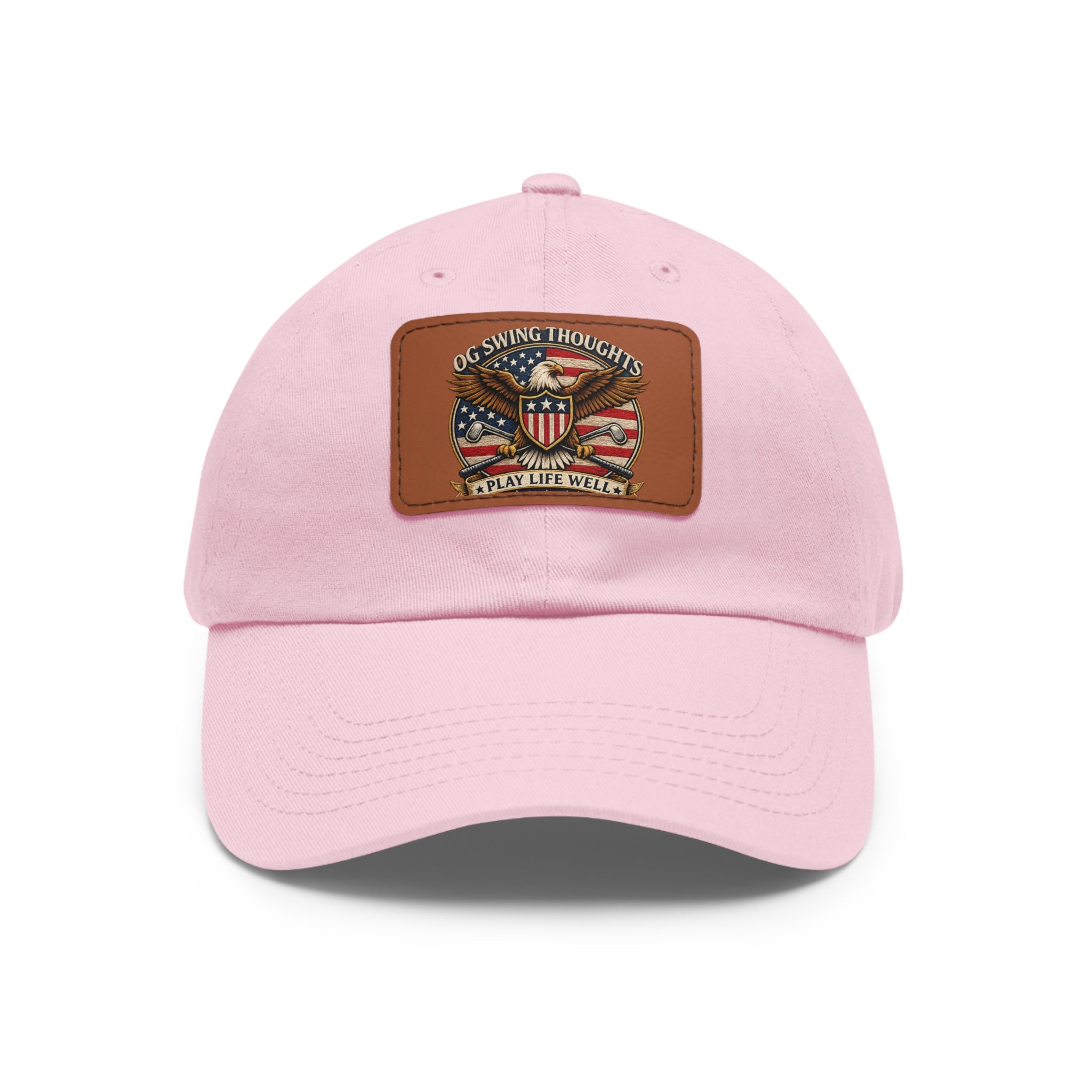 Dad Hat — Vintage American Flag Leather Patch "Old Swing Thoughts" Cap