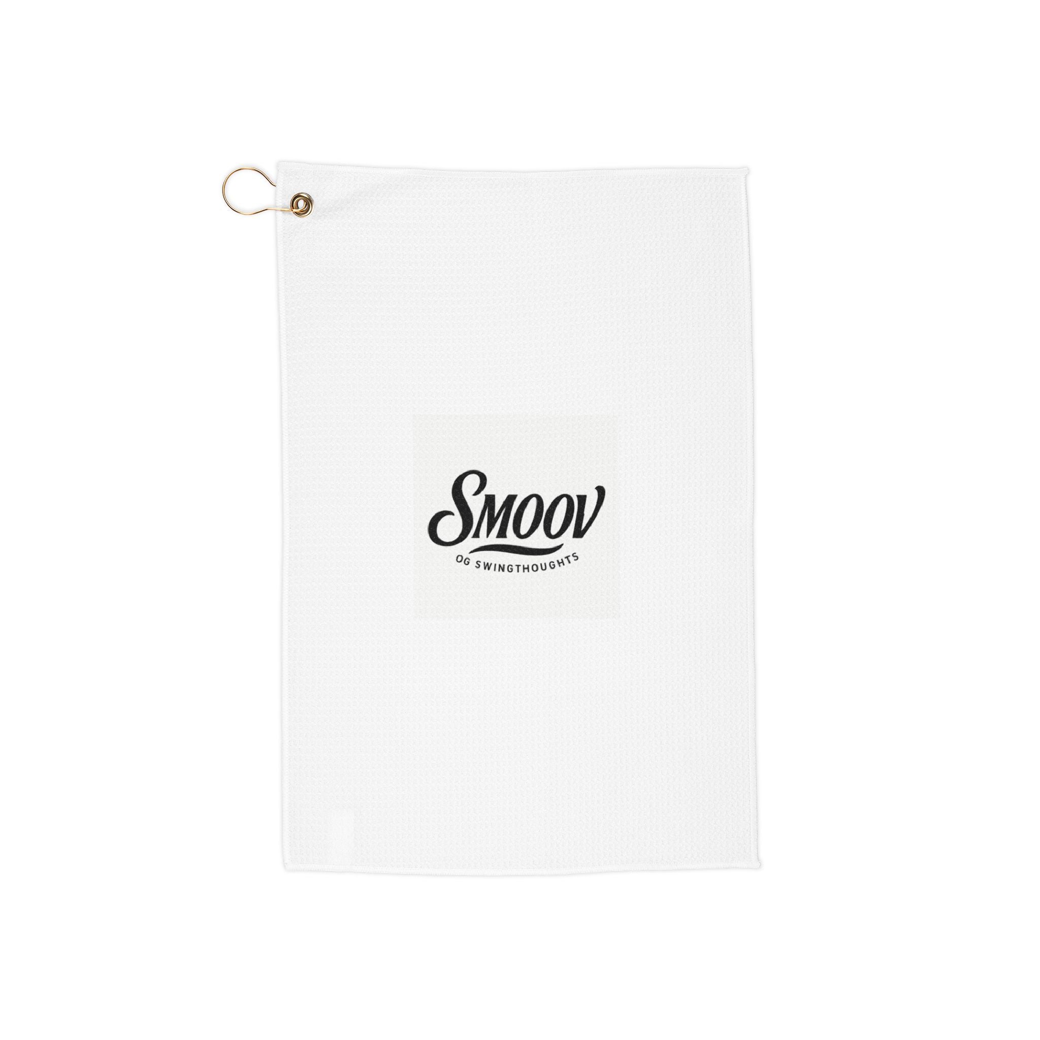 SMOOV Logo Golf Towel — Lightweight White Golf Accessory with Ring