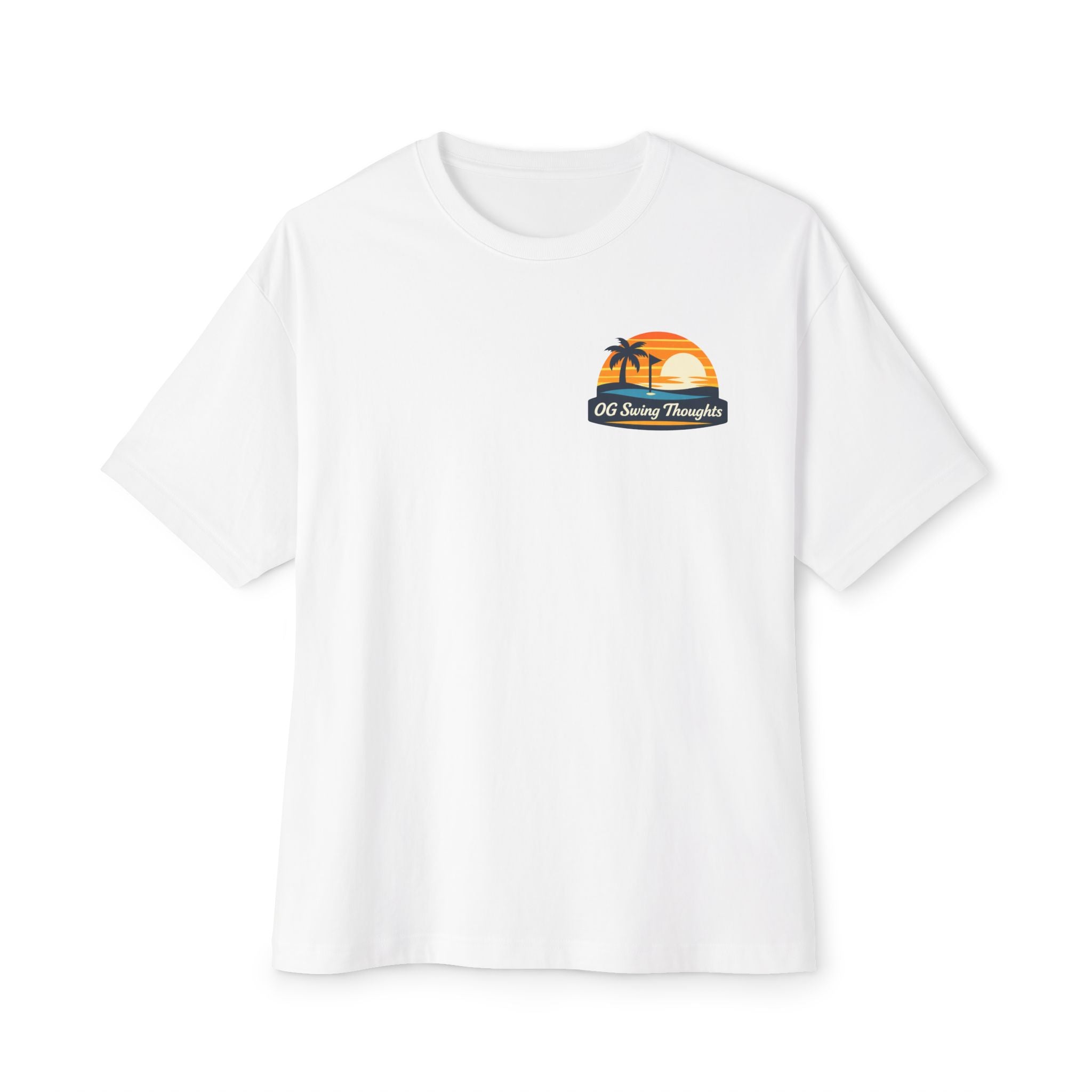 Sunset Swings Tee — 'Sunset Swings: Cold Drinks, Good Friends' Casual Boxy T-Shirt