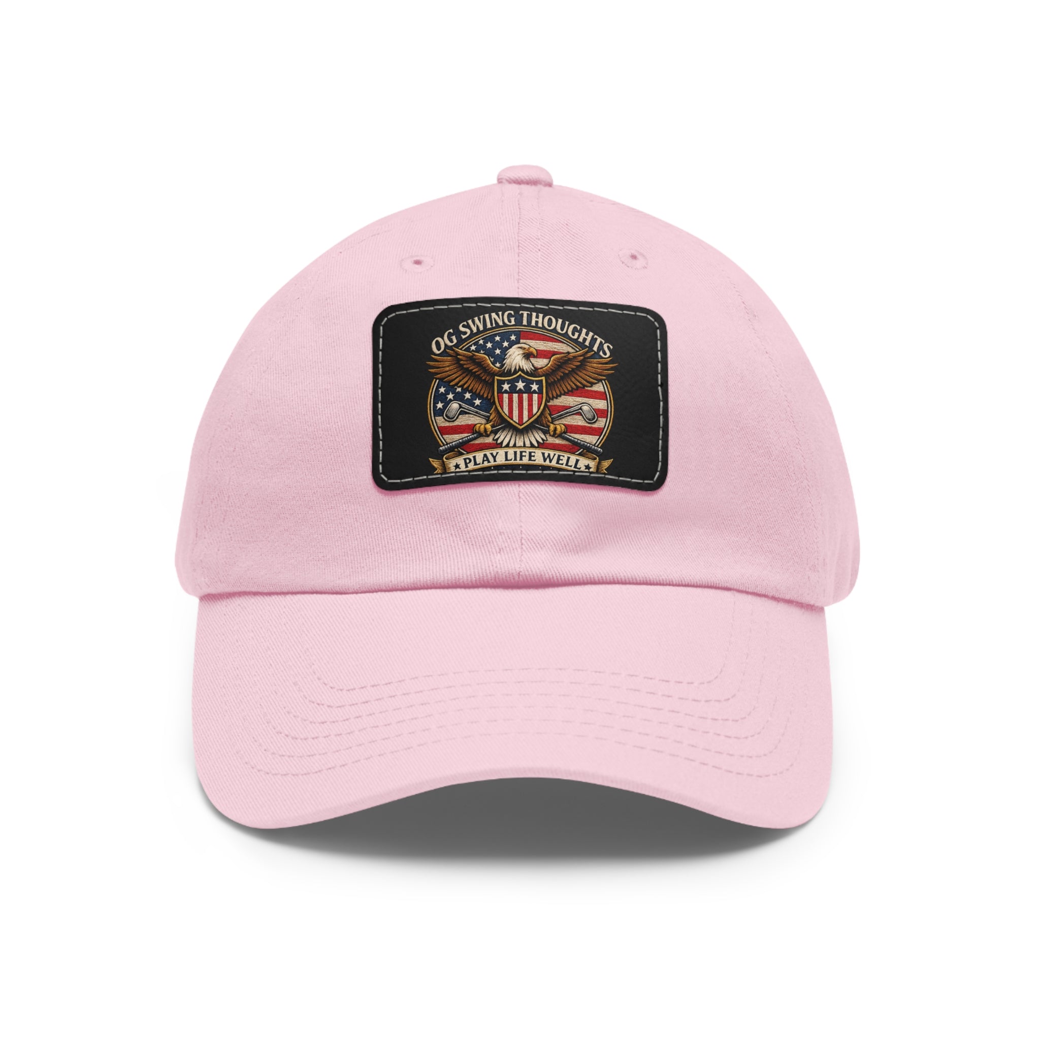 Dad Hat — Vintage American Flag Leather Patch "Old Swing Thoughts" Cap