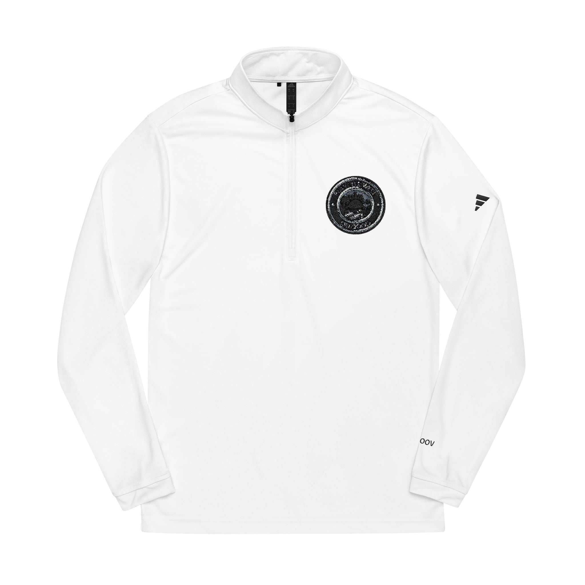 adidas Embroidered Play Life Well Do Good Quarter-Zip Pullover — White Performance Golf Top