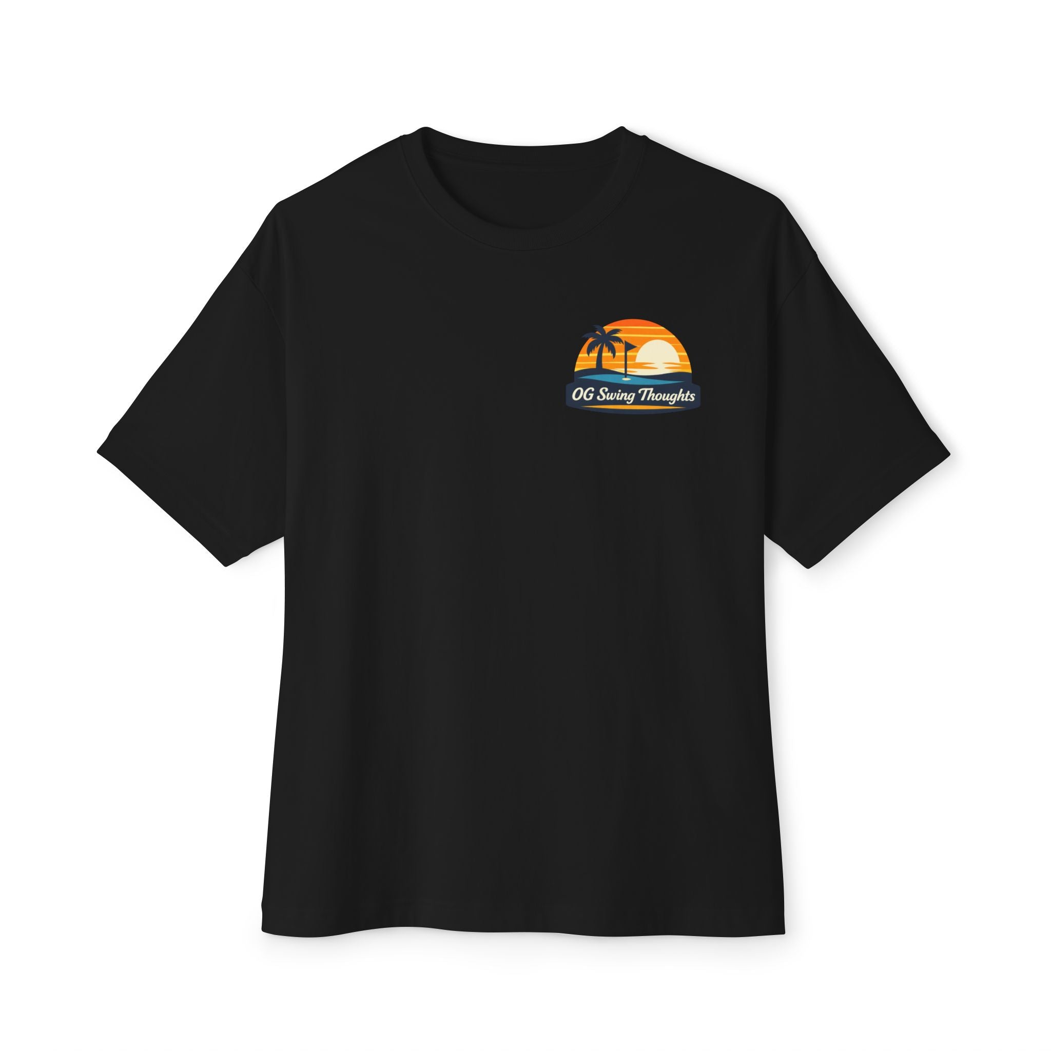 Sunset Swings Tee — 'Sunset Swings: Cold Drinks, Good Friends' Casual Boxy T-Shirt