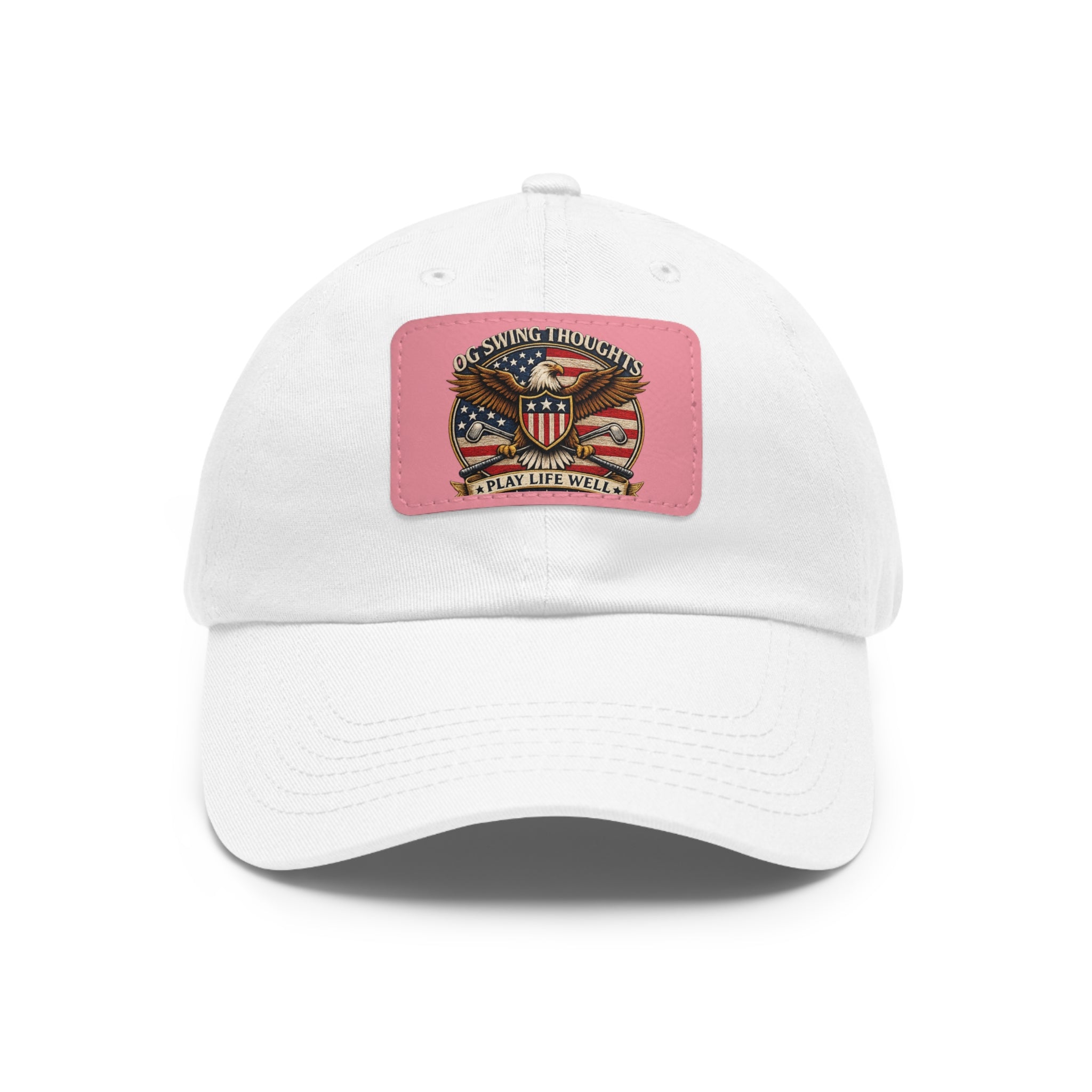 Dad Hat — Vintage American Flag Leather Patch "Old Swing Thoughts" Cap