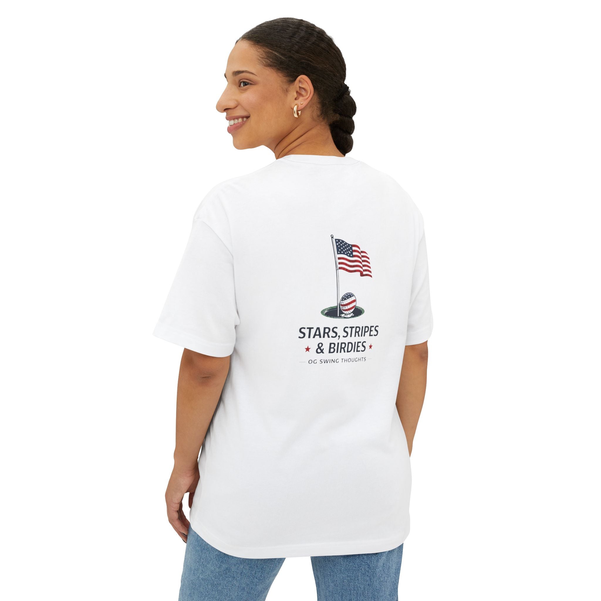 Patriotic Stars & Stripes Tee — American Flag & Golf Ball Graphic