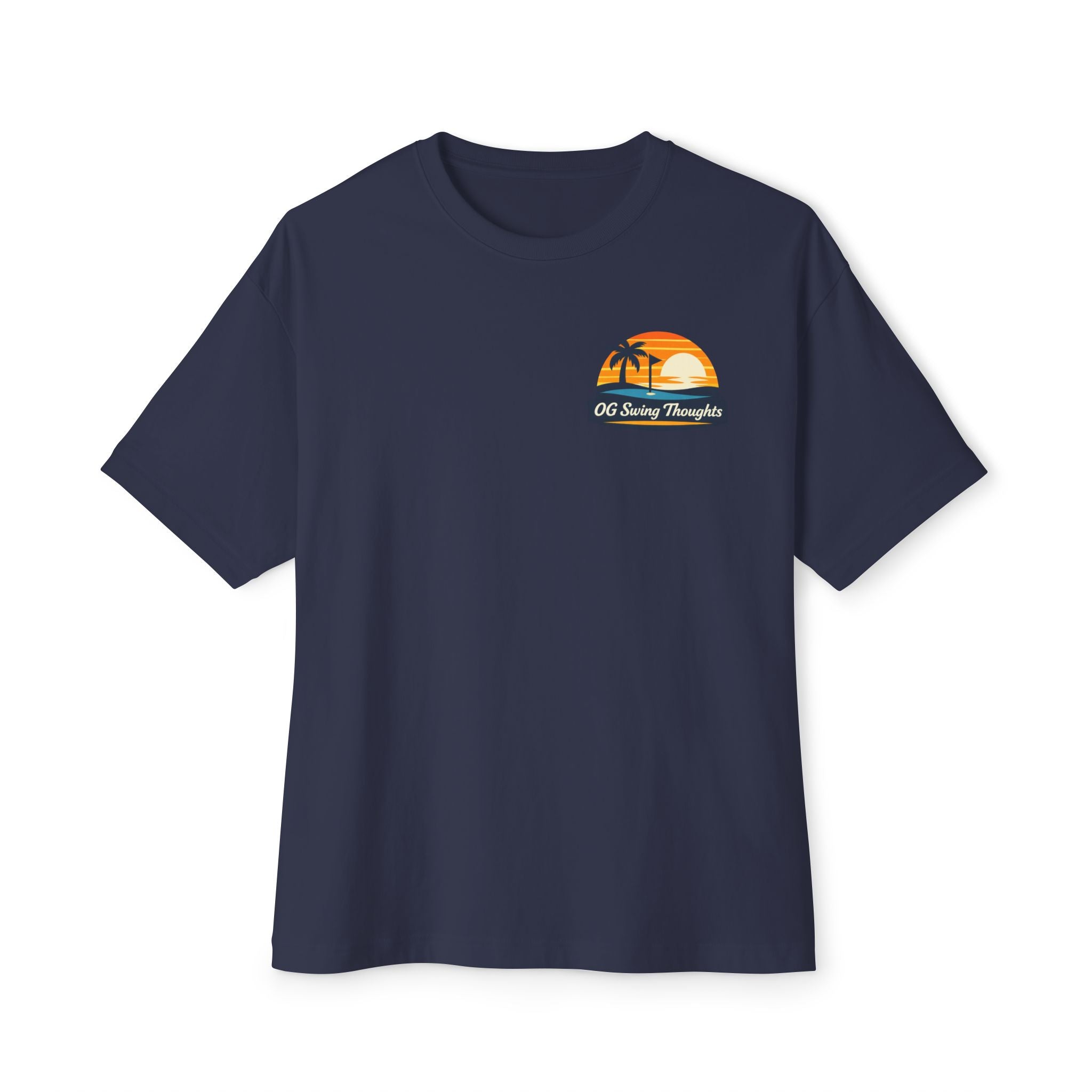 Sunset Swings Tee — 'Sunset Swings: Cold Drinks, Good Friends' Casual Boxy T-Shirt