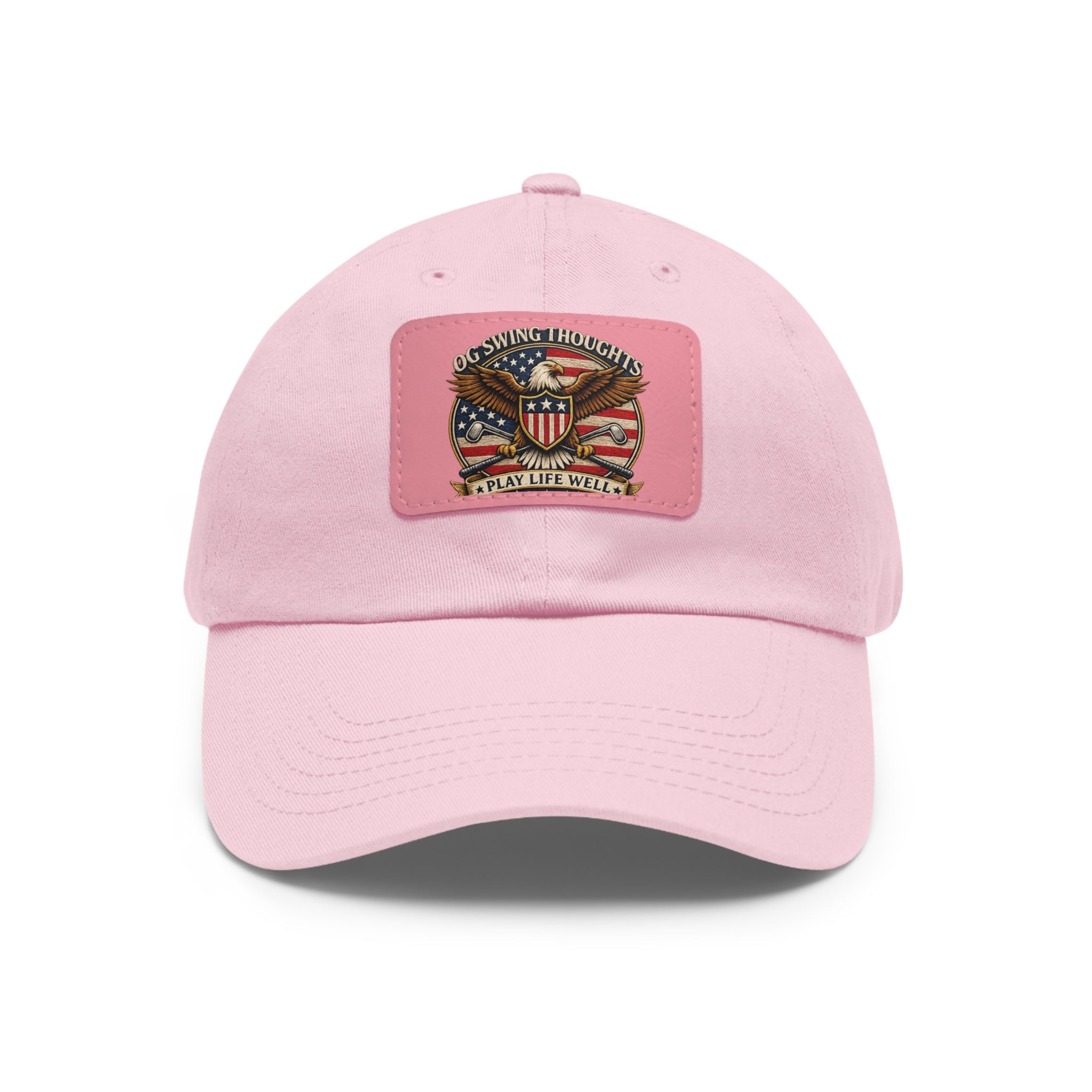 Dad Hat — Vintage American Flag Leather Patch "Old Swing Thoughts" Cap